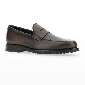 Tod's Men's Penny Leather Slip-On Loafers Brown Size 8.5